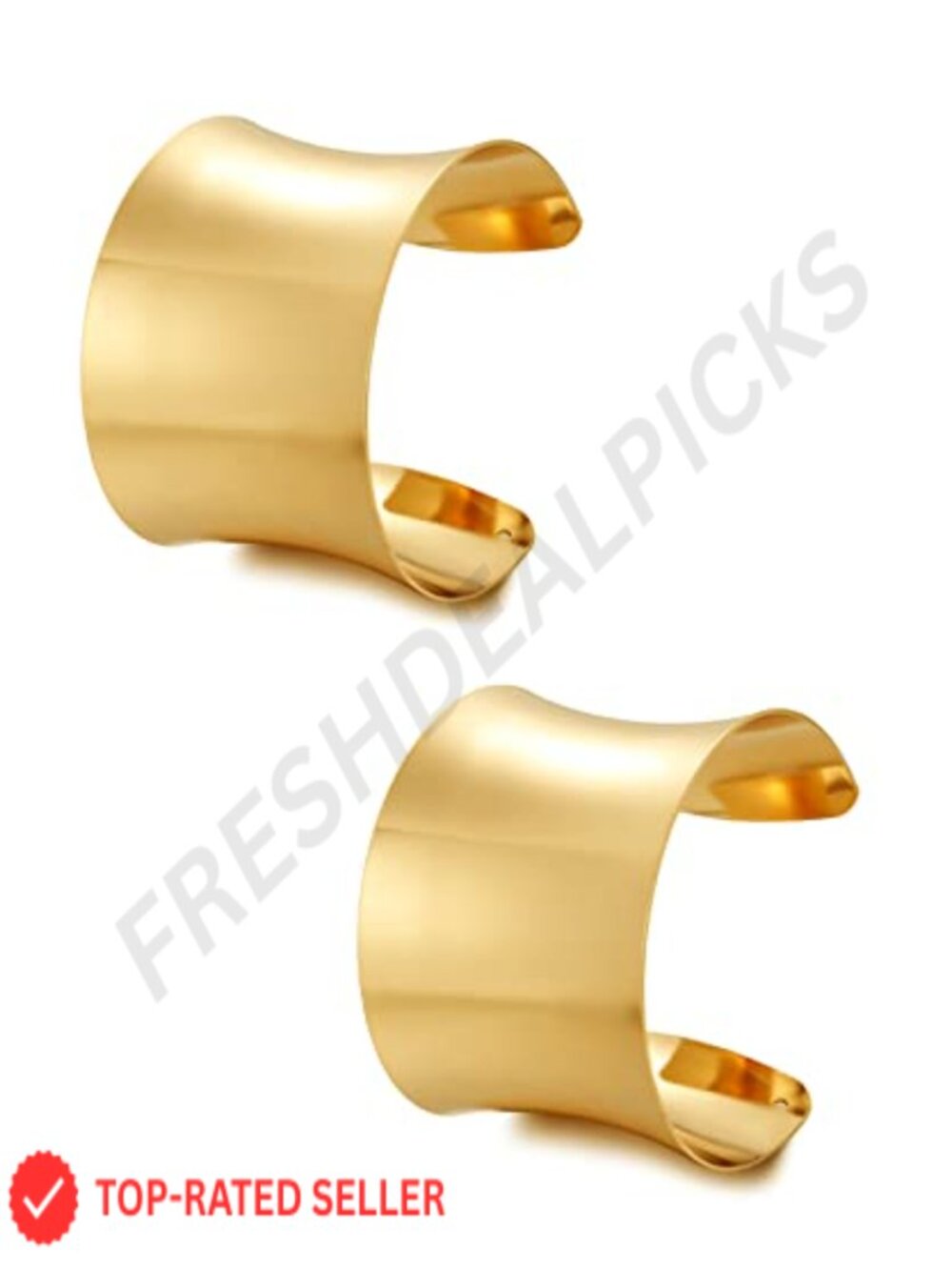2 Piece Gold Bangle Cuff Bracelet Set for Women Adjustable